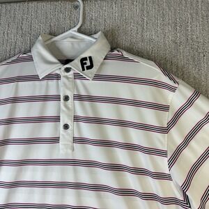 FootJoy Golf Polo Shirt FJ Collar Embroidery Mens Size Large Striped